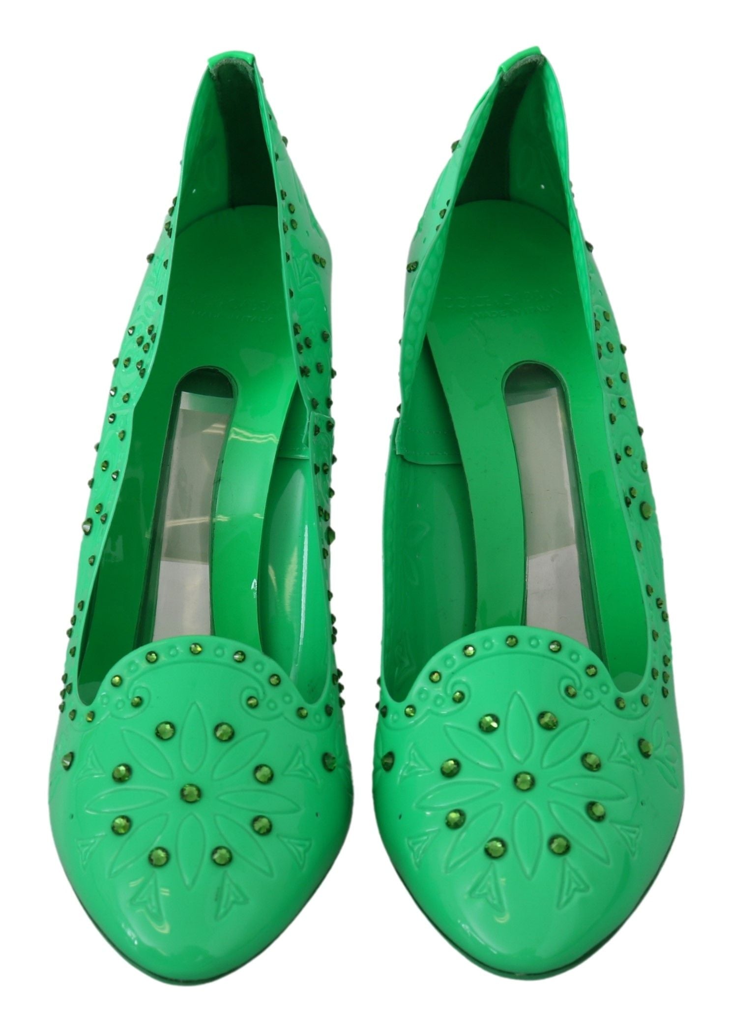 Dolce & Gabbana Grüne Kristall-Blumen-Absätze Aschenputtel-Schuhe