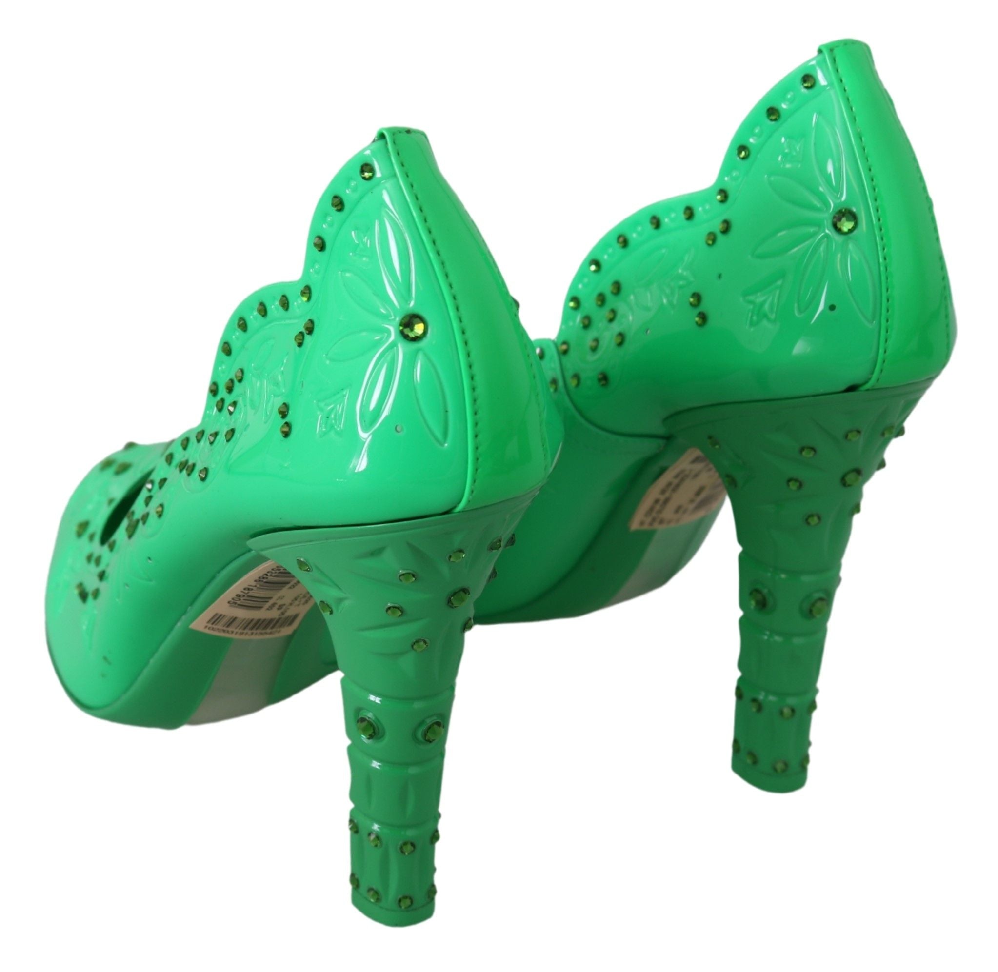 Dolce & Gabbana Grüne Kristall-Blumen-Absätze Aschenputtel-Schuhe
