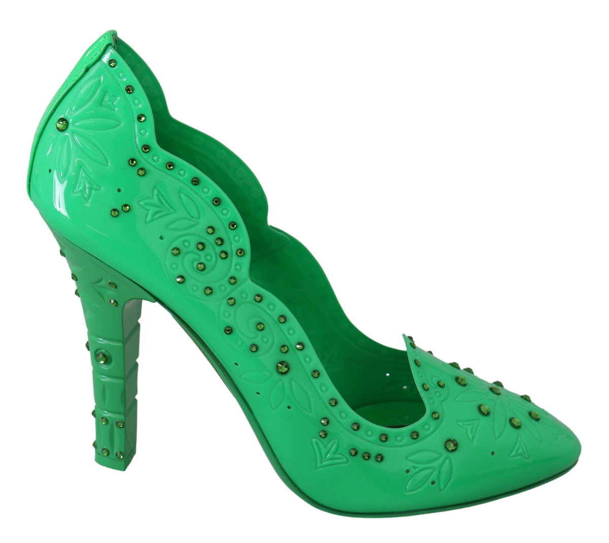 Dolce & Gabbana Grüne Kristall-Blumen-Absätze Aschenputtel-Schuhe