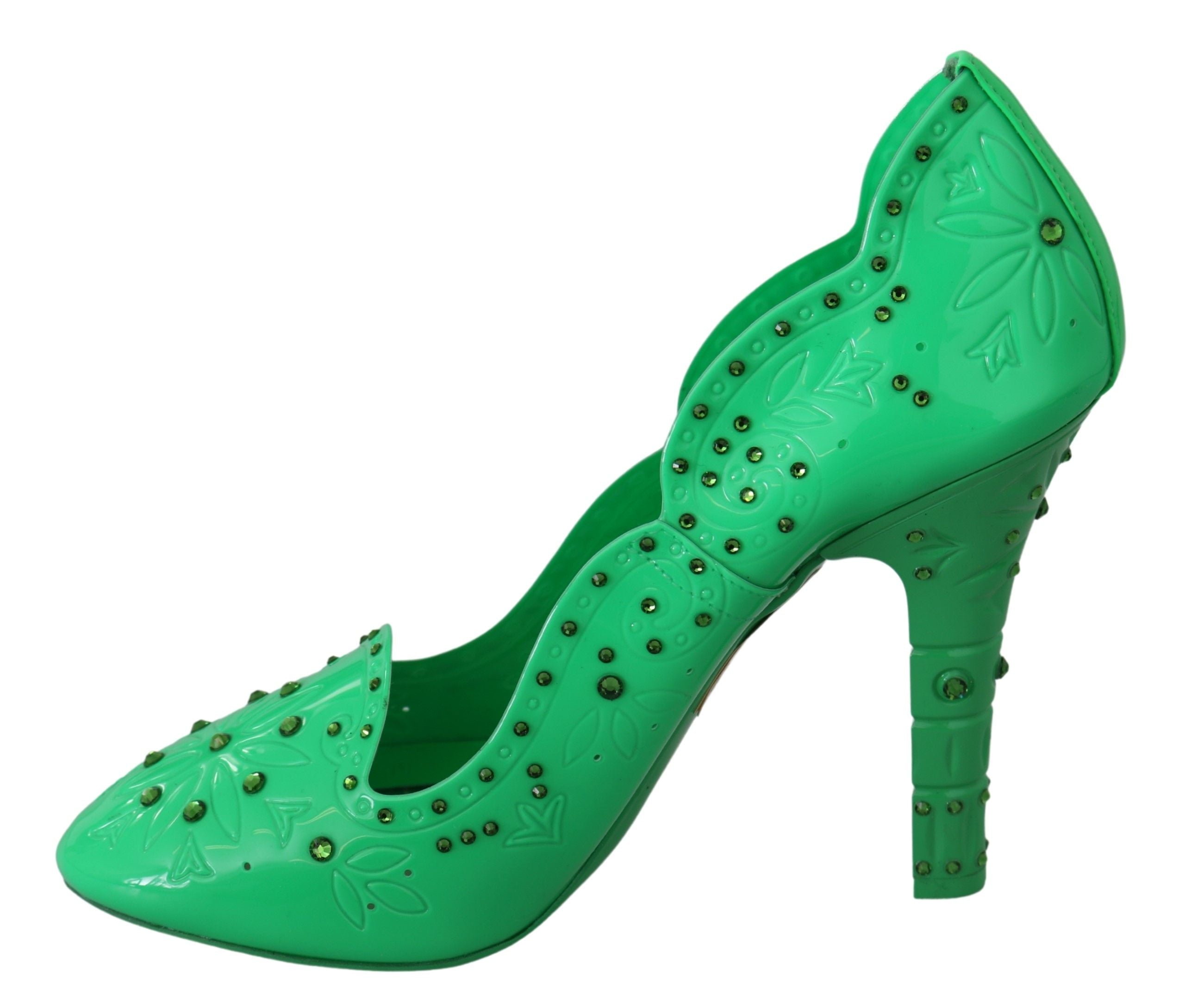 Dolce & Gabbana Grüne Kristall-Blumen-Absätze Aschenputtel-Schuhe