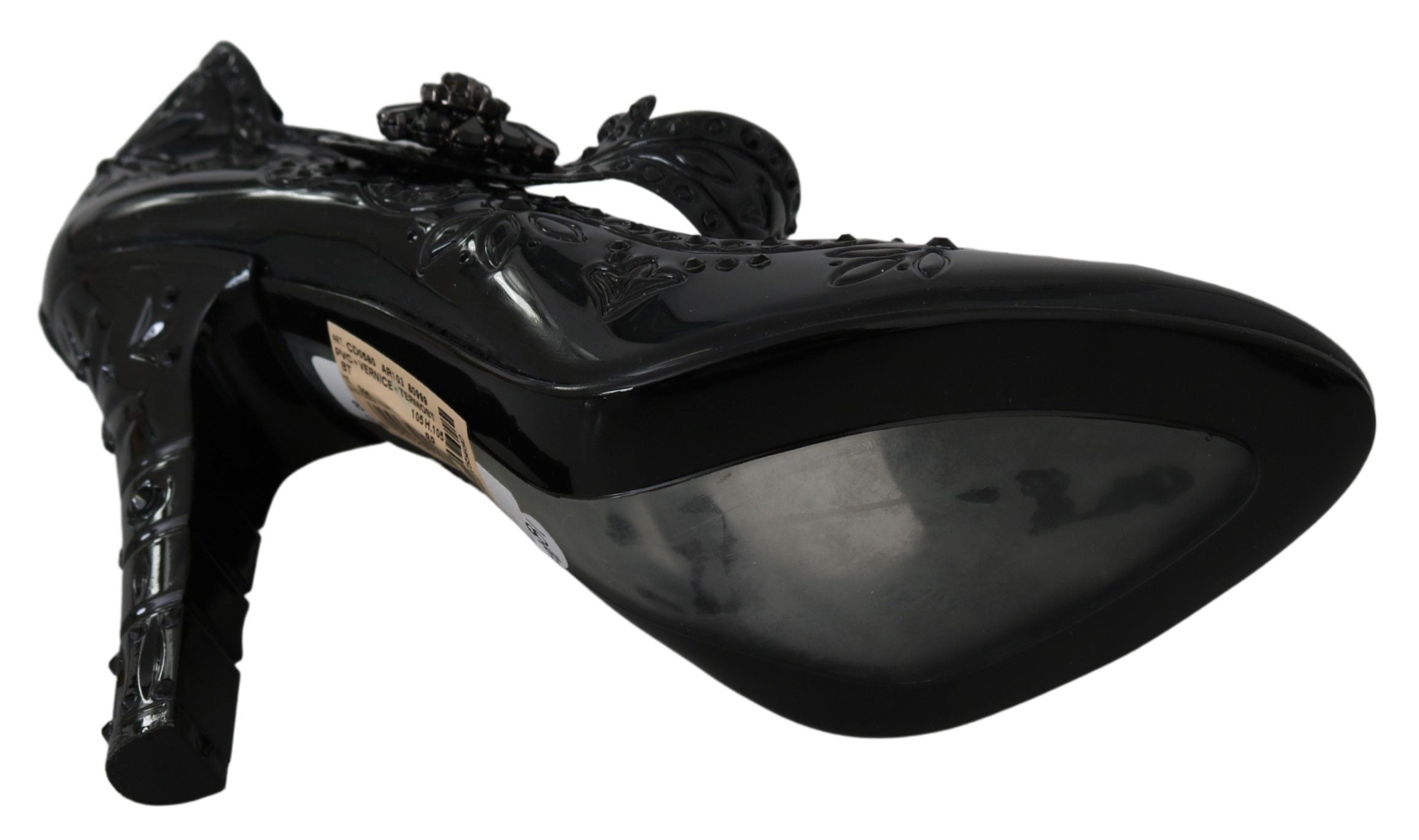 Dolce & Gabbana Schwarze florale Kristall CINDERELLA Heels Schuhe