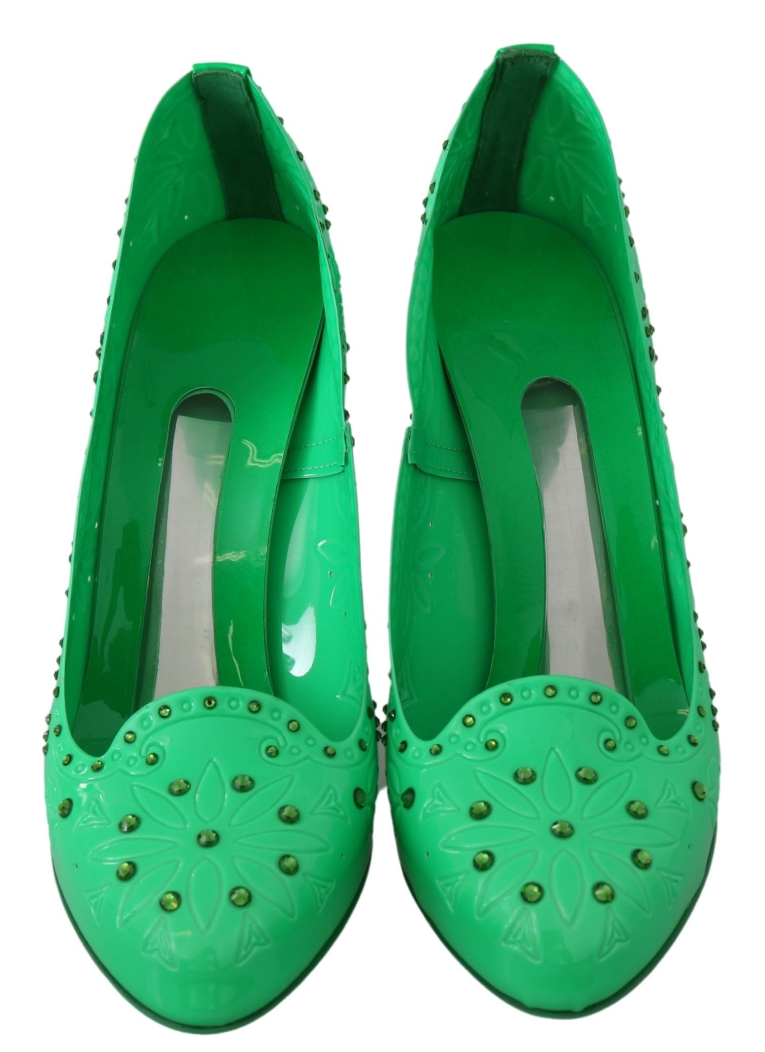 Dolce & Gabbana Grüne Kristall-Blumen CINDERELLA High Heels Schuhe