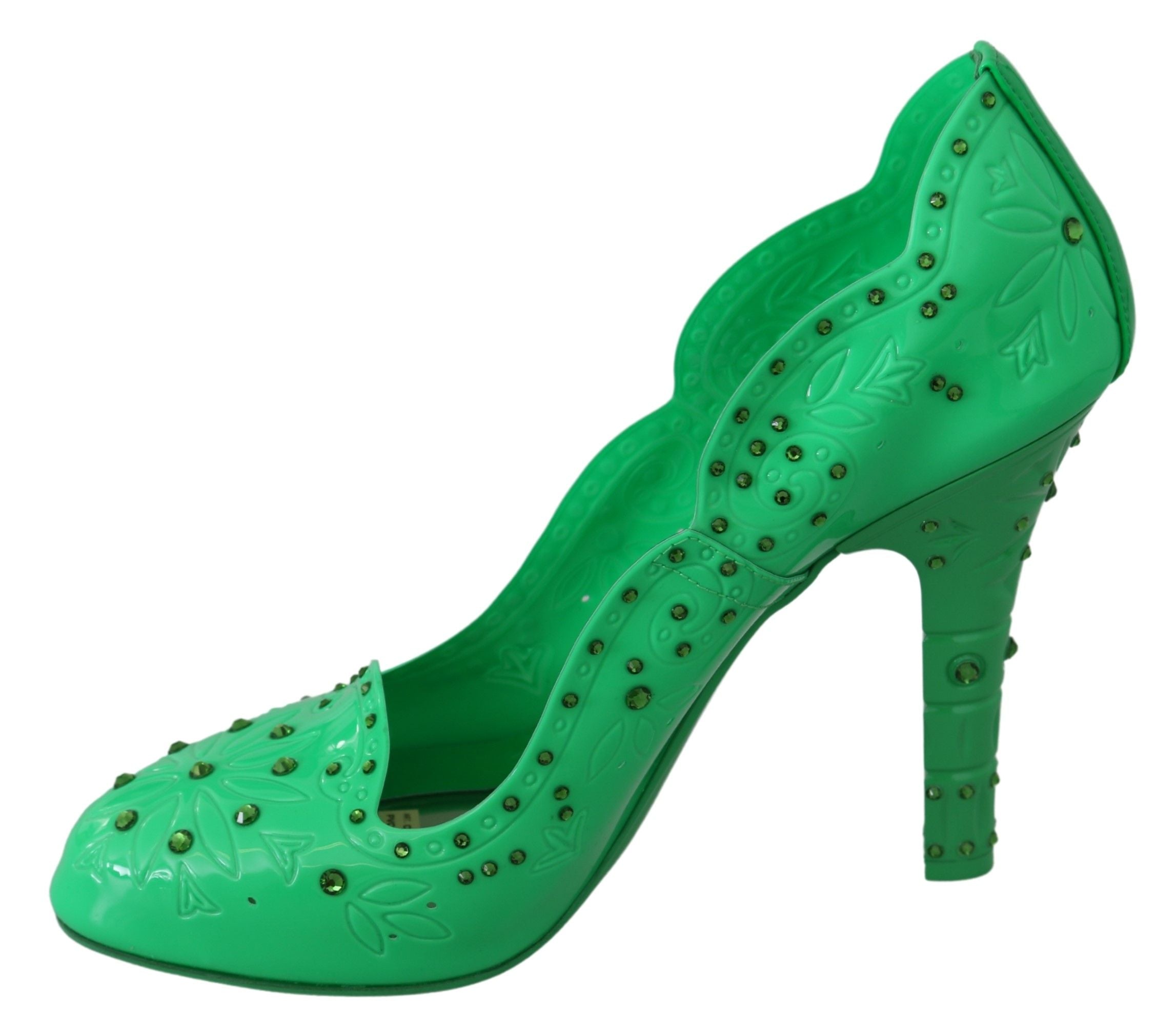 Dolce & Gabbana Grüne Kristall-Blumen CINDERELLA High Heels Schuhe