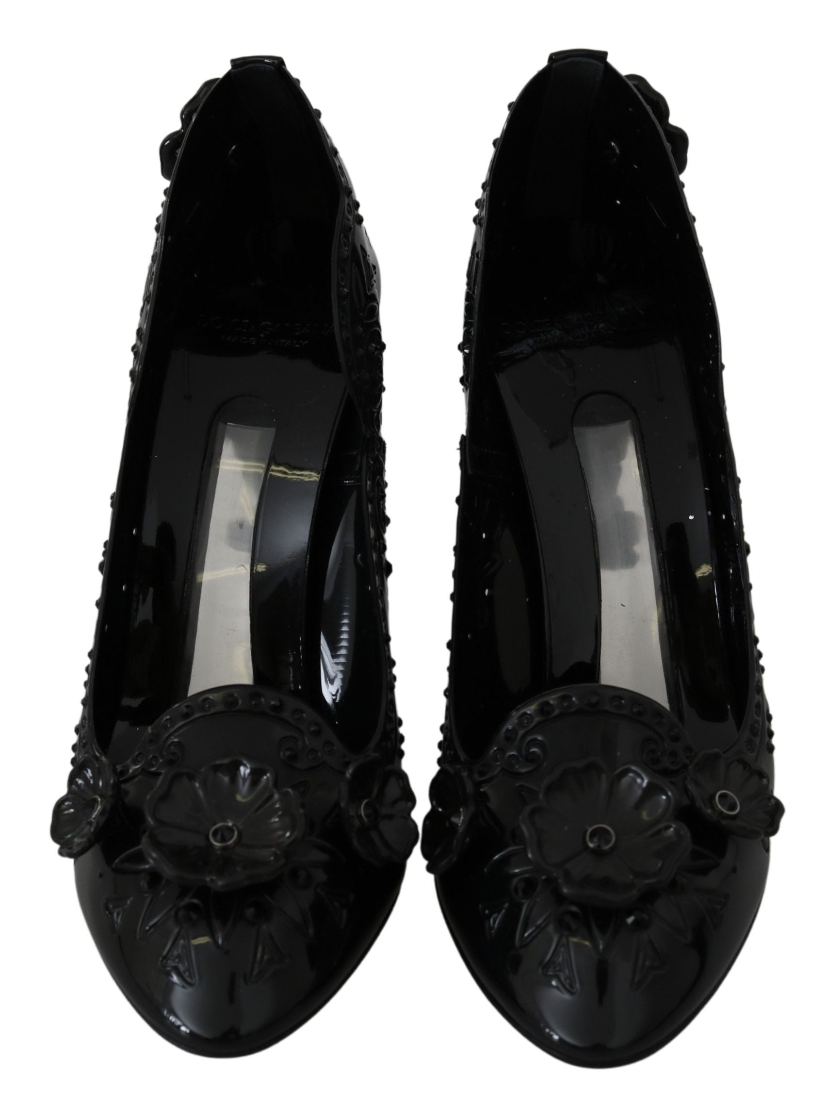 Dolce & Gabbana Schwarze florale Kristall CINDERELLA Heels Schuhe