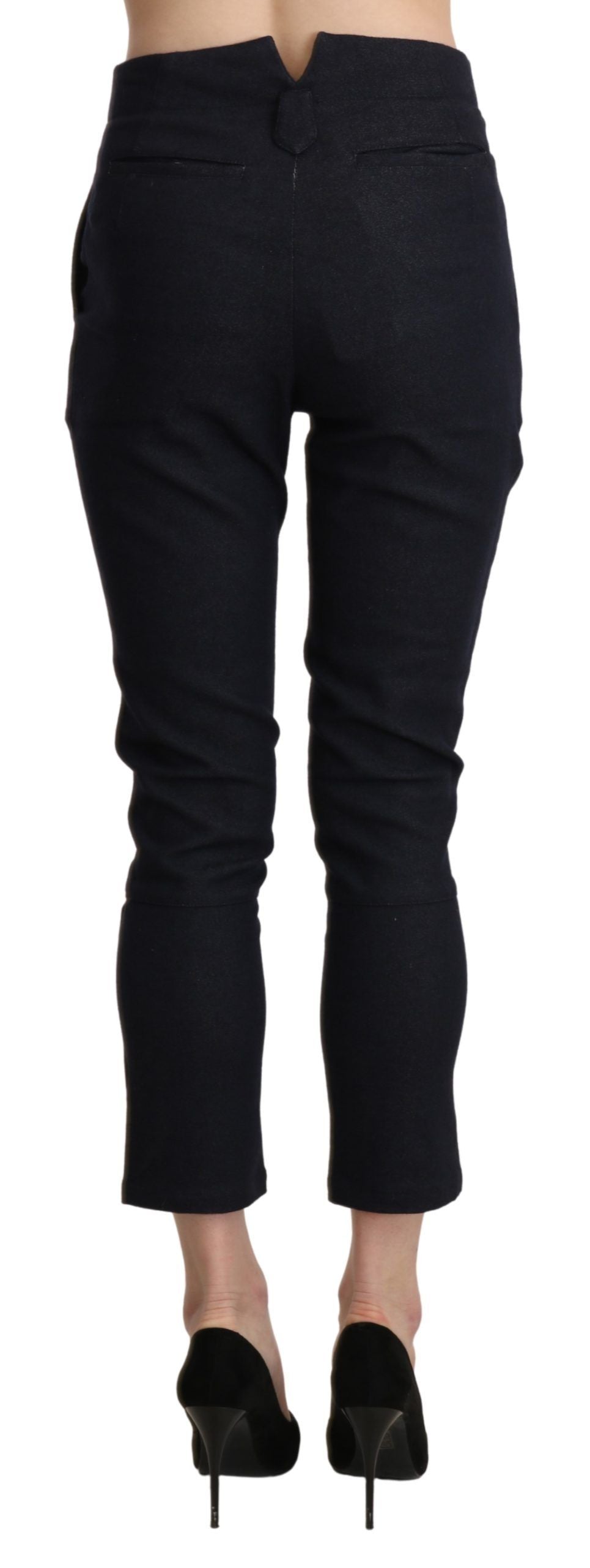 Ermanno Scervino Schwarze High Waist Capri Cropped Baumwollhose