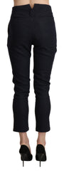 Ermanno Scervino Schwarze High Waist Capri Cropped Baumwollhose