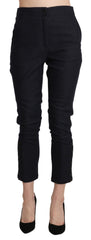 Ermanno Scervino Schwarze High Waist Capri Cropped Baumwollhose