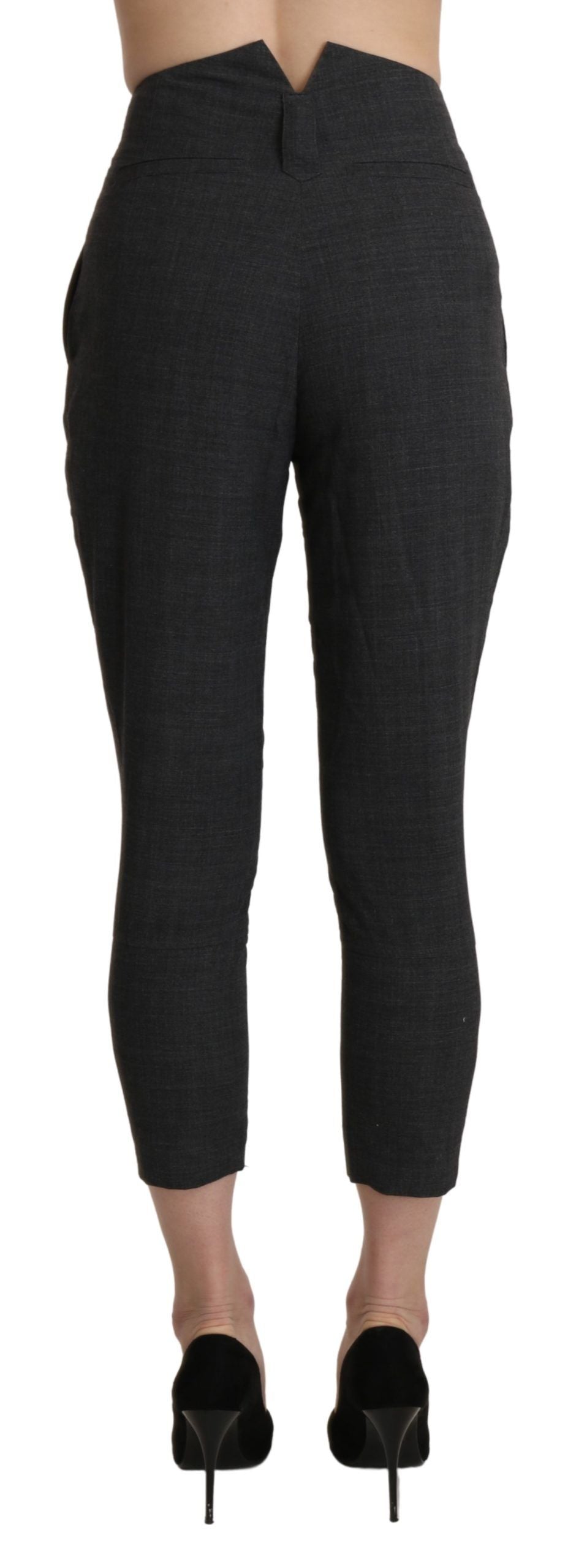 Ermanno Scervino Graue High Waist Capri Cropped Baumwollhose