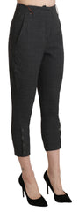 Ermanno Scervino Graue High Waist Capri Cropped Baumwollhose