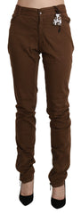 Ermanno Scervino Braune High-Waist Skinny Hose aus Baumwolle