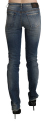 Ermanno Scervino Blue Washed Mid Waist Skinny Denim Jeans