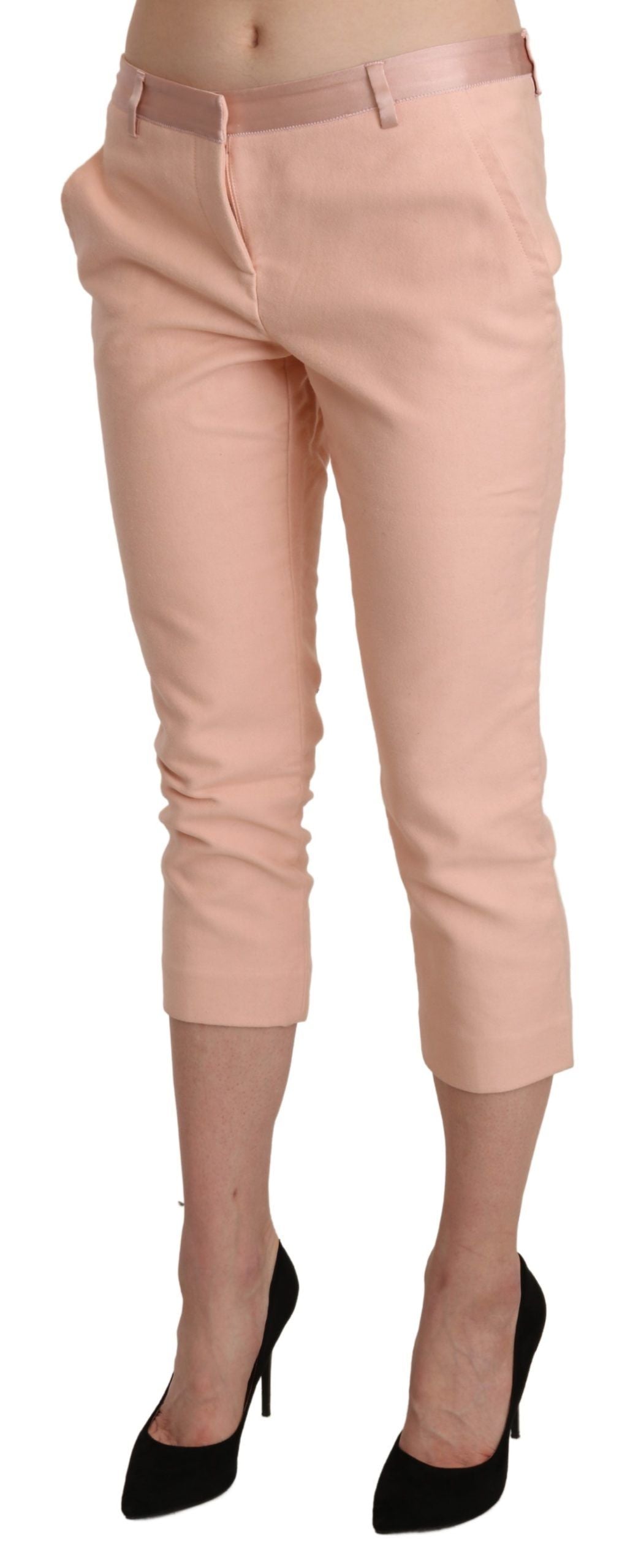 Ermanno Scervino Rosa Niedrige Taille Skinny Cropped Caprihose