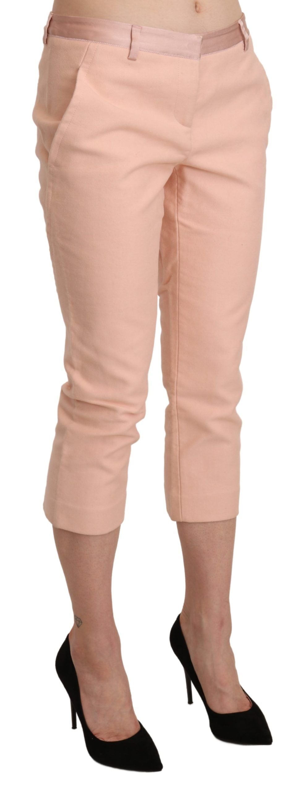Ermanno Scervino Rosa Niedrige Taille Skinny Cropped Caprihose