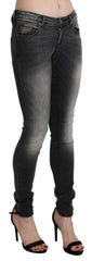 Acht Zwart Grijs Gewassen Skinny Broek Katoenen Jeans