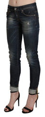 Acht Blue Washed Low Waist Skinny Cropped Denim Pant
