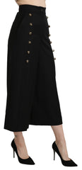 Dolce & Gabbana Zwarte Cropped Wijde Pijpen Broek van Wol
