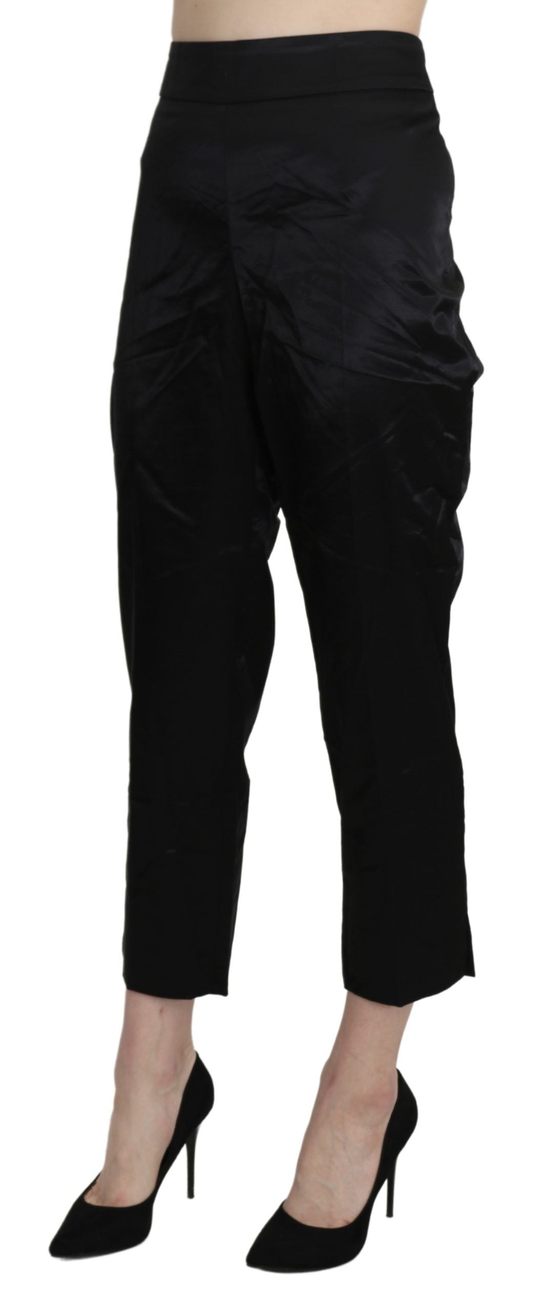 BENCIVENGA Schwarze High Waist Gerade Cropped Anzughose