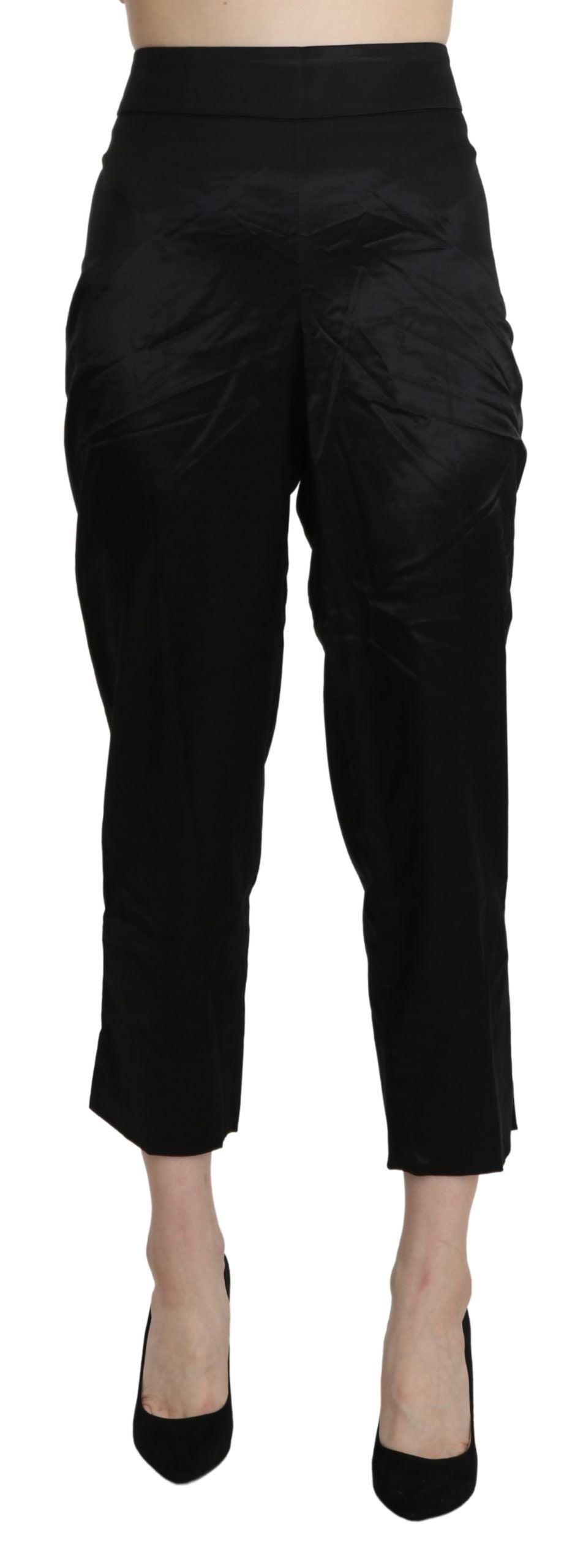 BENCIVENGA Schwarze High Waist Gerade Cropped Anzughose