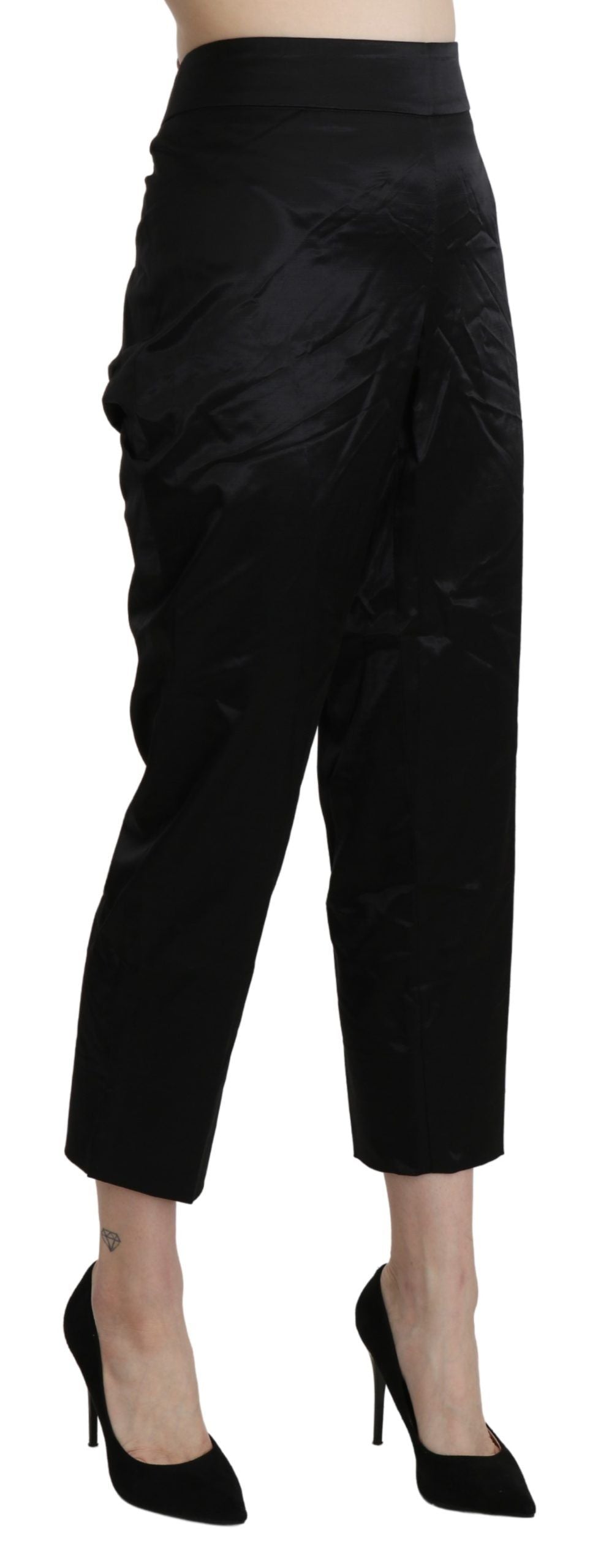 BENCIVENGA Schwarze High Waist Gerade Cropped Anzughose