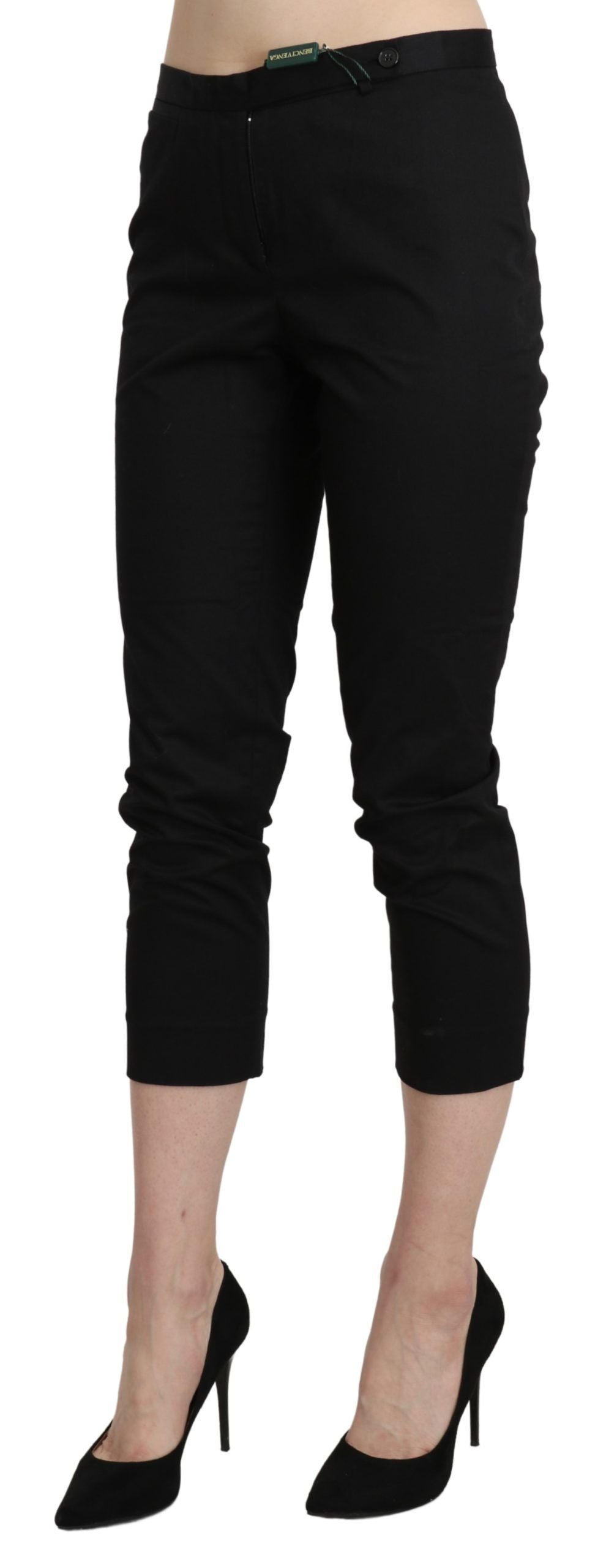 BENCIVENGA Schwarze High-Waist Skinny Cropped Anzughose