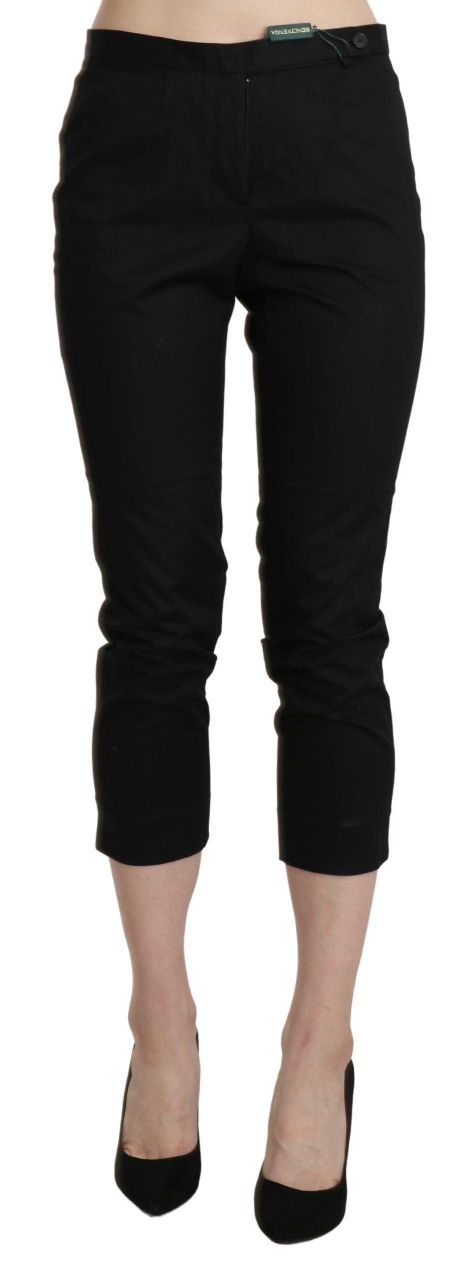 BENCIVENGA Schwarze High-Waist Skinny Cropped Anzughose