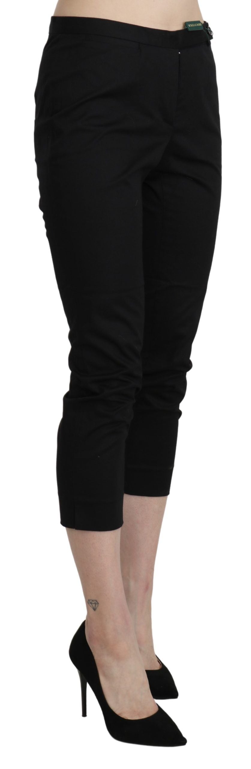 BENCIVENGA Schwarze High-Waist Skinny Cropped Anzughose