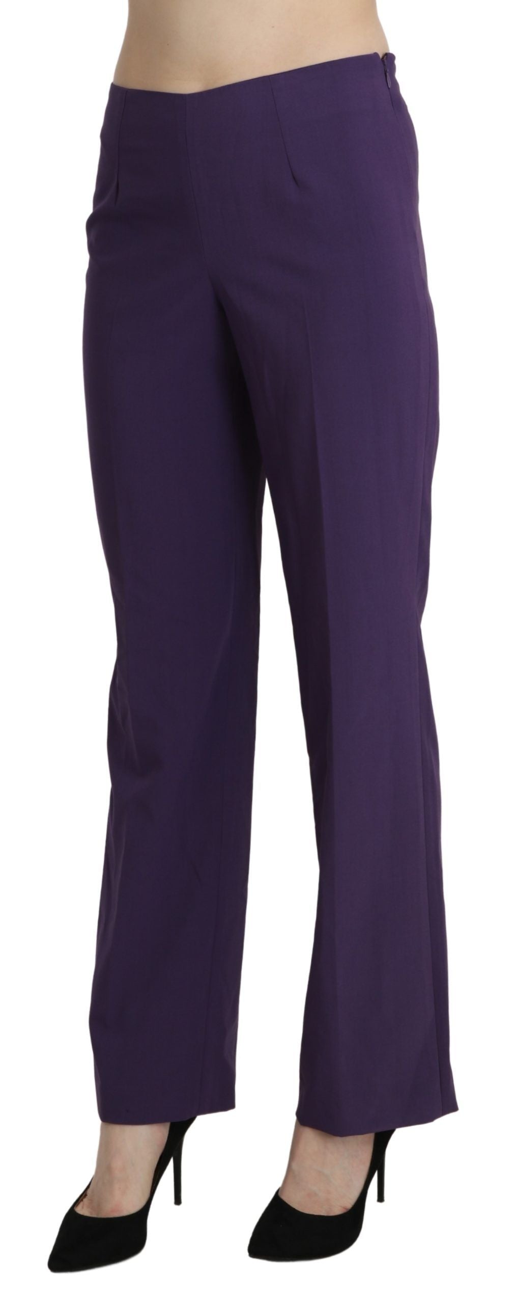 BENCIVENGA Lilafarbene Hose mit hoher Taille, geradem Schnitt und Bundfalten