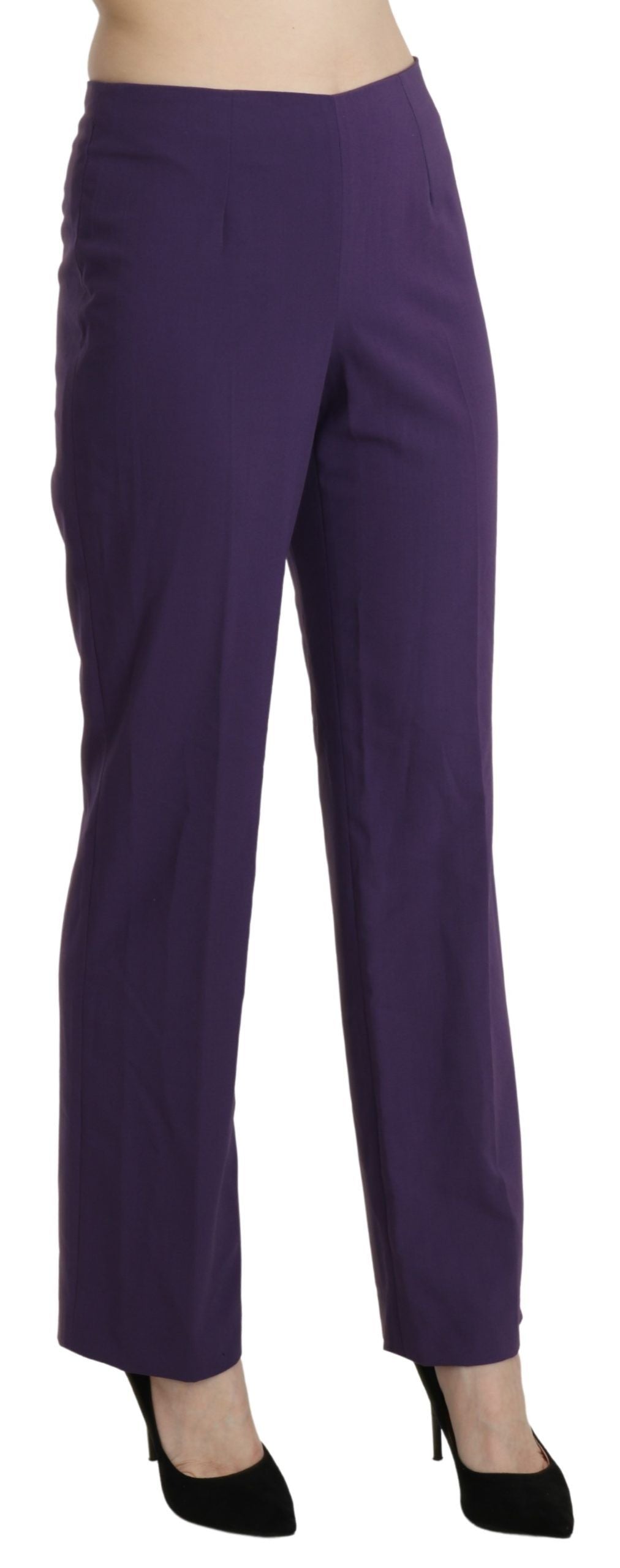 BENCIVENGA Lilafarbene Hose mit hoher Taille, geradem Schnitt und Bundfalten