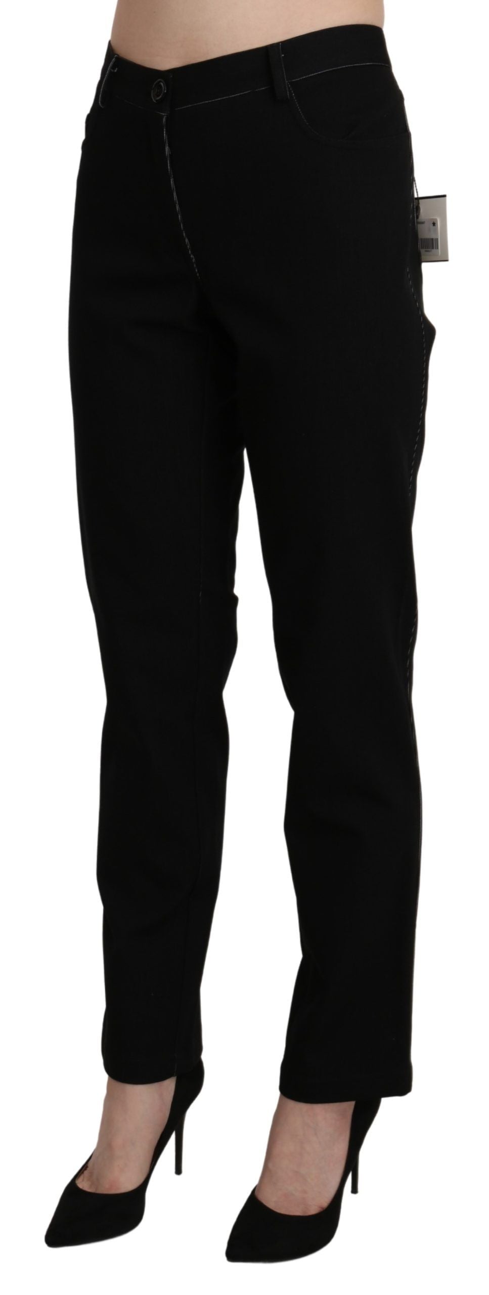 BENCIVENGA Zwarte Casual Broek met Hoge Taille en Rechte Pijpen