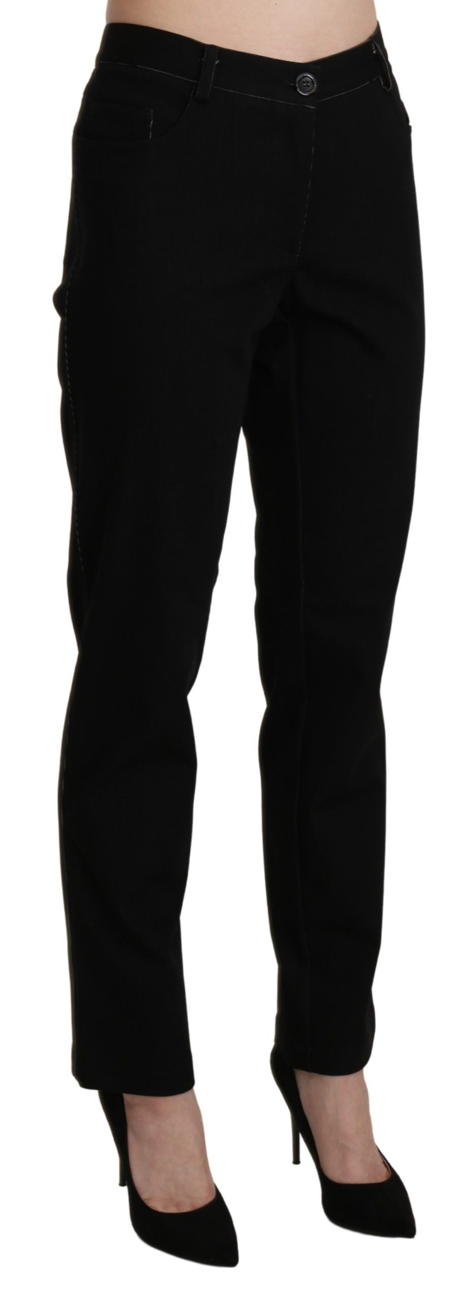 BENCIVENGA Zwarte Casual Broek met Hoge Taille en Rechte Pijpen