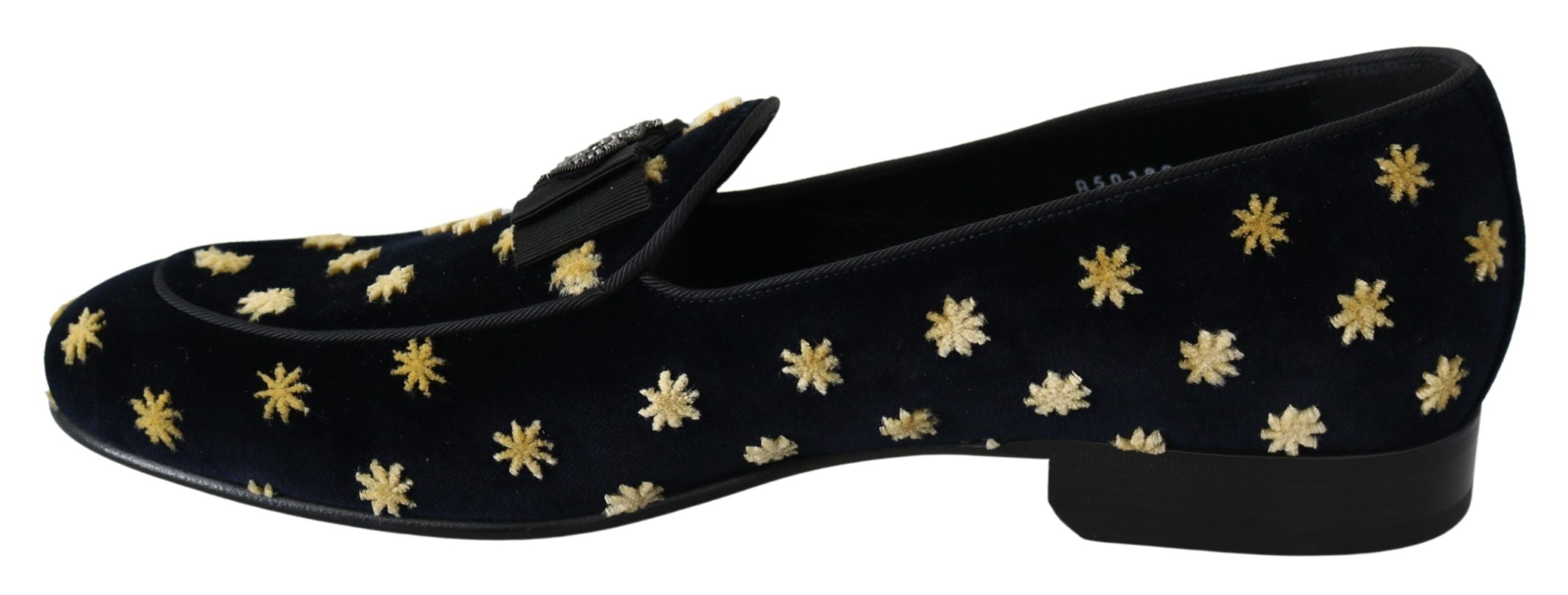 Dolce & Gabbana Blaue Samt-Kronen-Slipper Loafer Schuhe