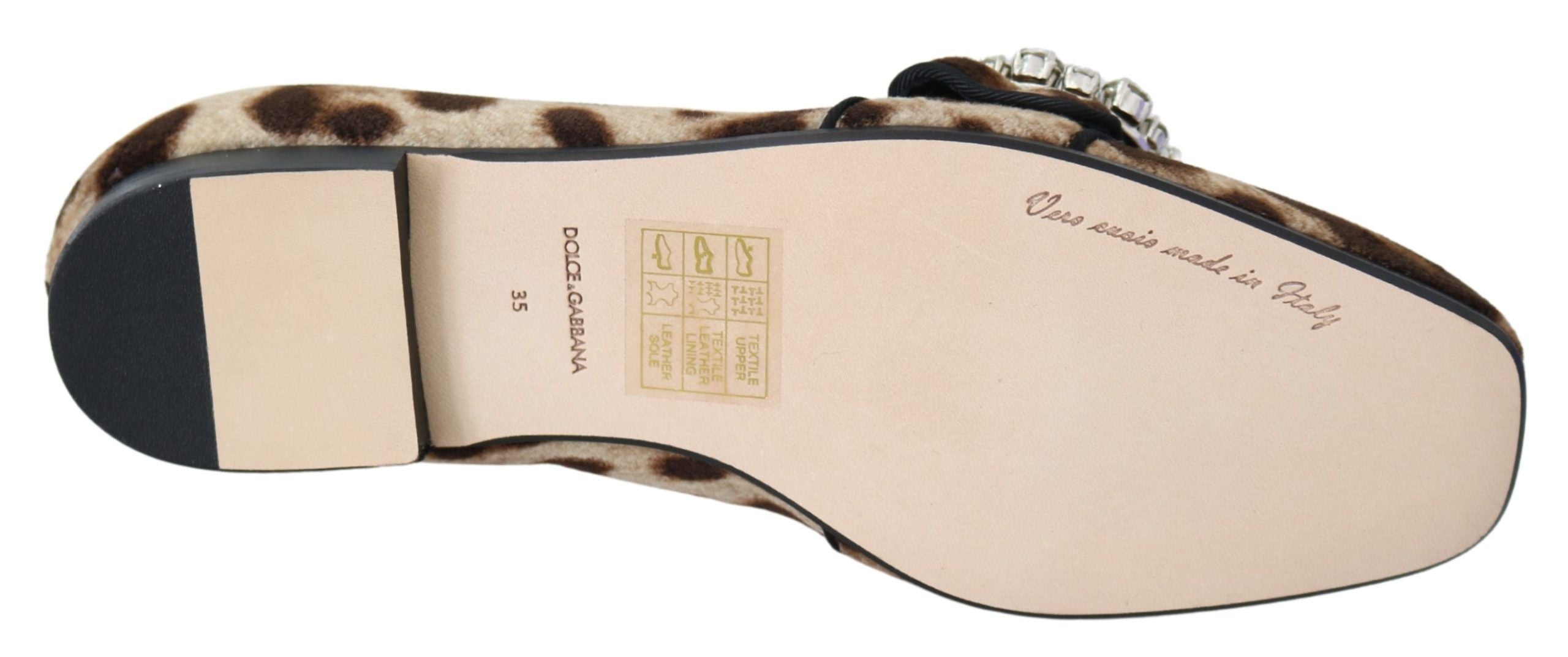 Dolce & Gabbana Braune Loafer mit Leopardenmuster und Kristallen