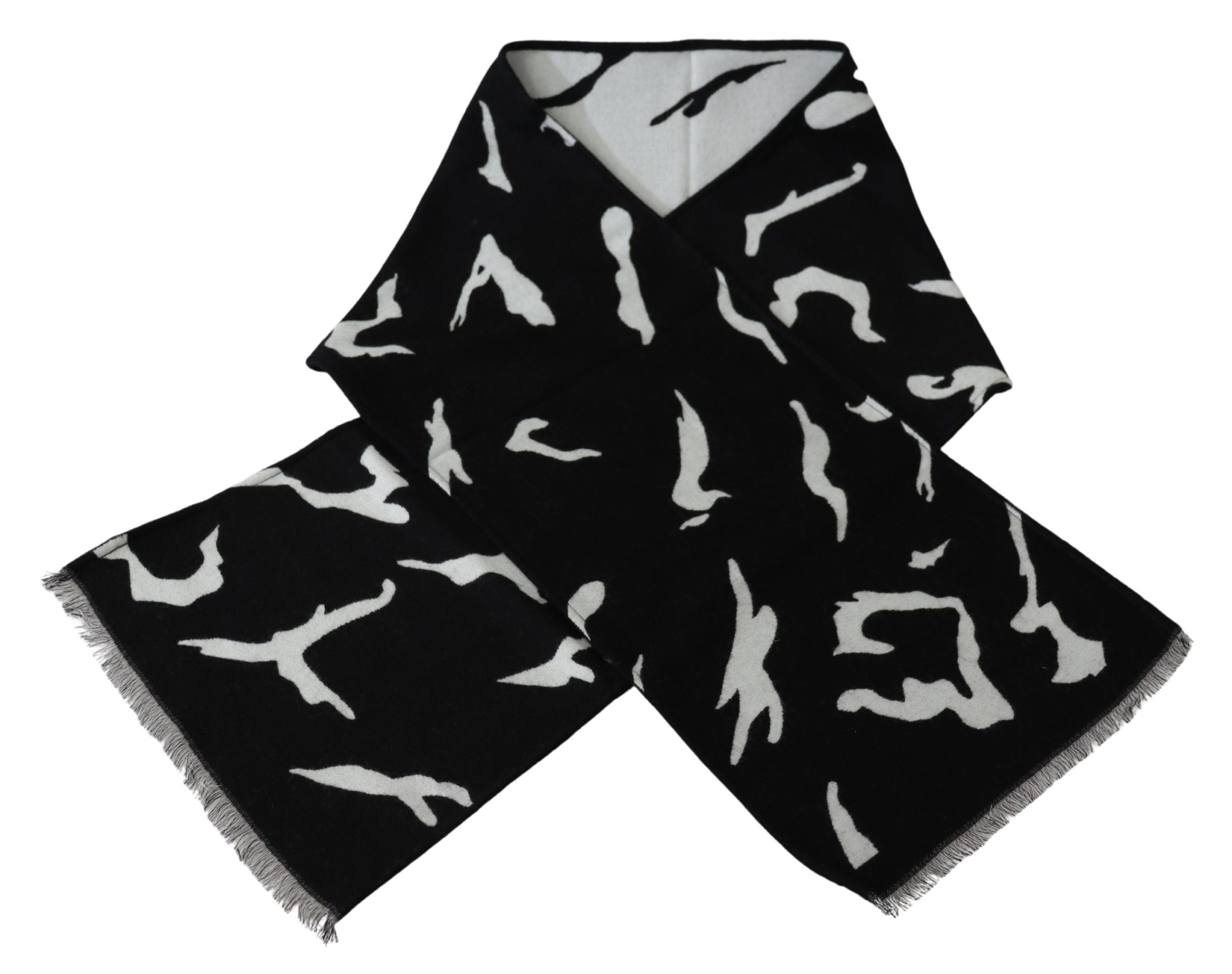 Givenchy Schwarz Weiß Wolle Unisex Winter Warmer Schal Umschlagtuch