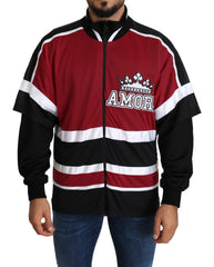 Dolce & Gabbana Rot Schwarz AMORE Sport Pullover mit durchgehendem Reißverschluss