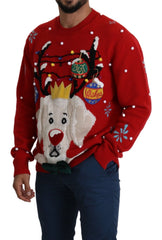 Dolce & Gabbana Rode Kerst Hond Pullover Kasjmier Trui
