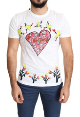 Dolce & Gabbana Weißes Saint Valentine Print Baumwoll-Herren-T-Shirt