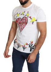 Dolce & Gabbana Weißes Saint Valentine Print Baumwoll-Herren-T-Shirt