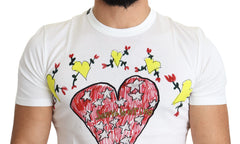 Dolce & Gabbana Weißes Saint Valentine Print Baumwoll-Herren-T-Shirt