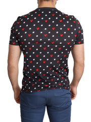 Dolce & Gabbana Donkergrijs Heren T-shirt van katoen met hartenprint