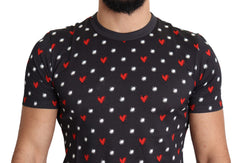 Dolce & Gabbana Donkergrijs Heren T-shirt van katoen met hartenprint