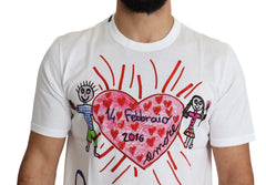 Dolce & Gabbana Wit Saint Valentine Harten Print Mannen T-shirt