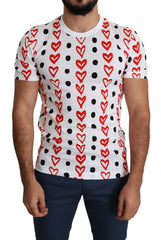 Dolce & Gabbana Herren T-Shirt aus Baumwolle mit weißem Herzen-Print