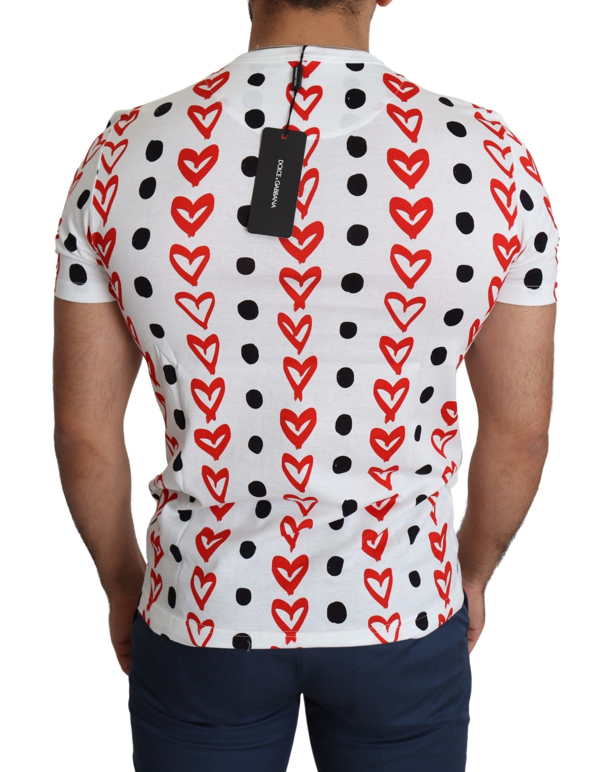 Dolce & Gabbana Herren T-Shirt aus Baumwolle mit weißem Herzen-Print