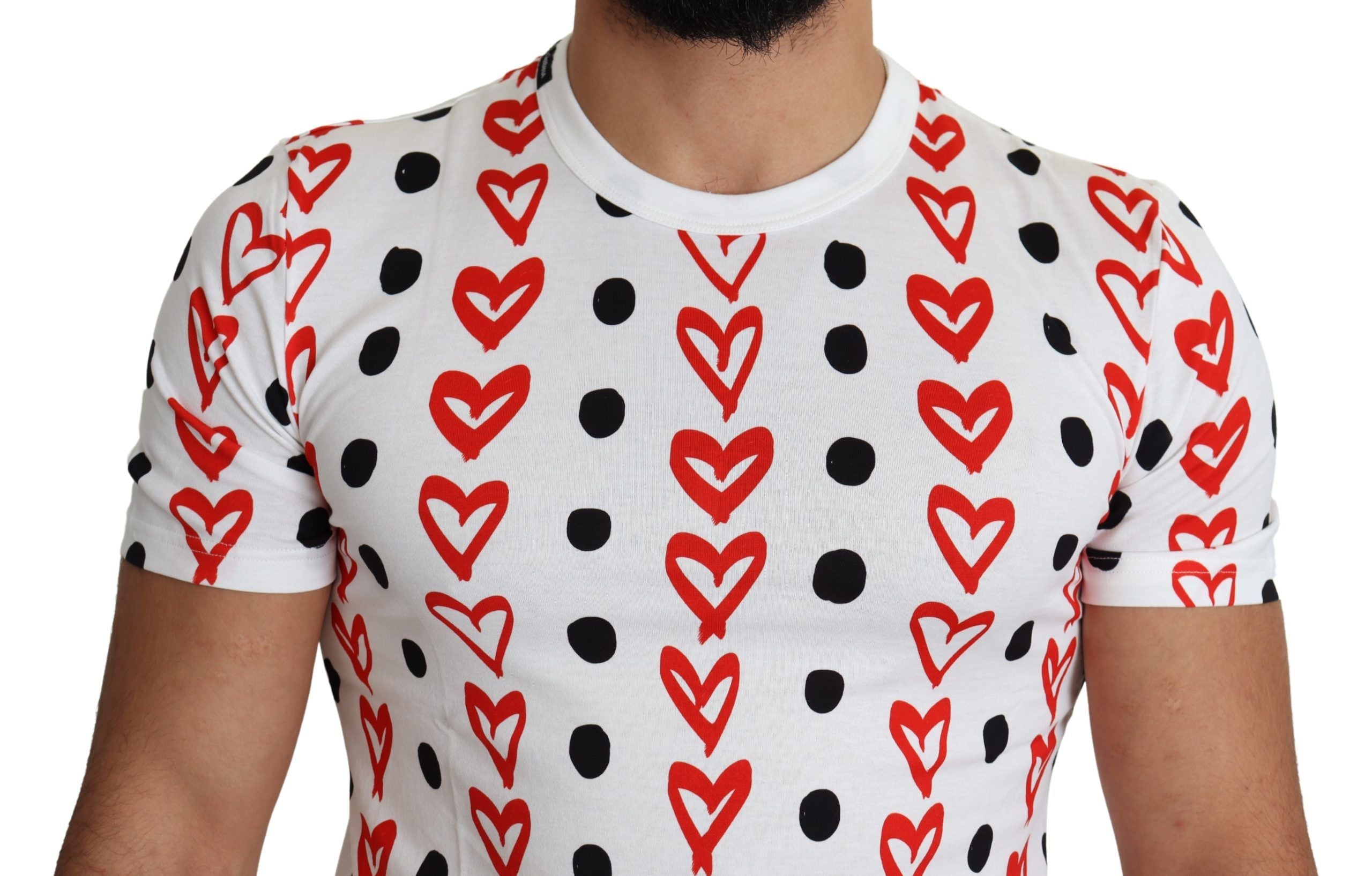 Dolce & Gabbana Herren T-Shirt aus Baumwolle mit weißem Herzen-Print