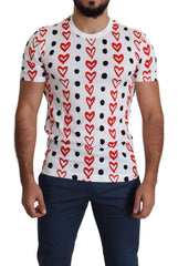 Dolce & Gabbana Herren T-Shirt aus Baumwolle mit weißem Herzen-Print