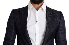 Dolce & Gabbana Blauer Seidenmantel mit Blumenjacquard MARTINI Blazer