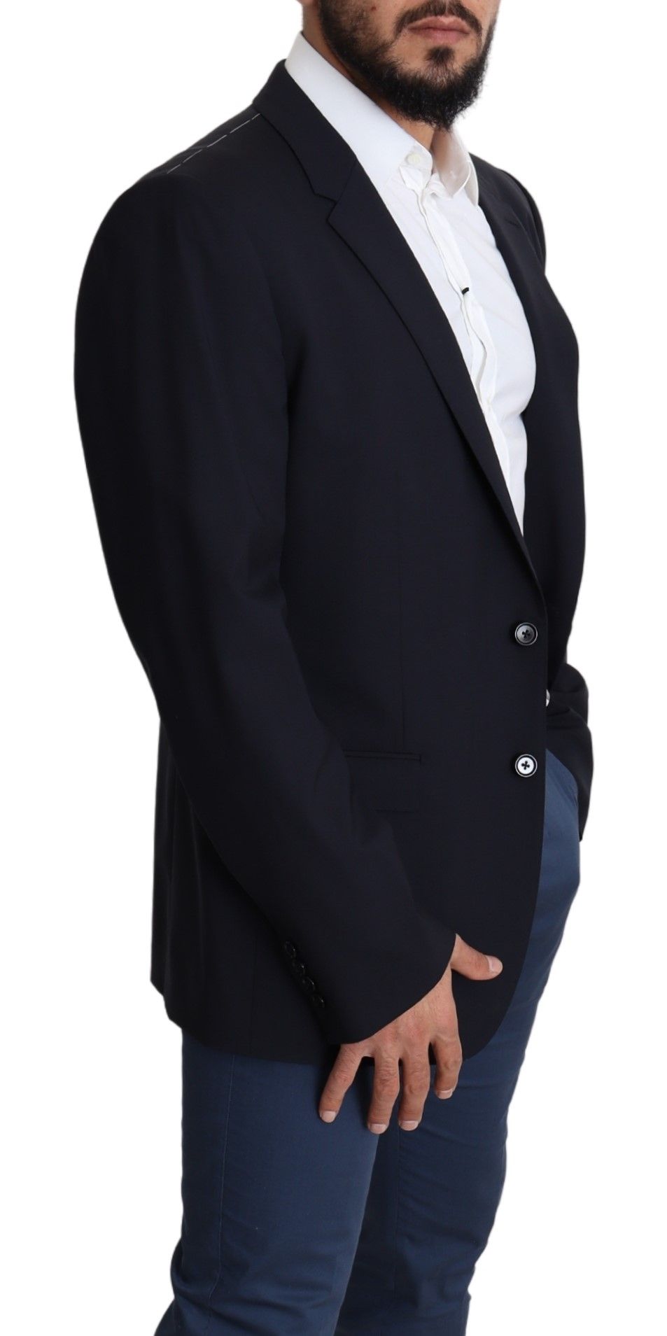 Dolce & Gabbana Schwarzer Herrenmantel aus Wollstretch MARTINI Blazer
