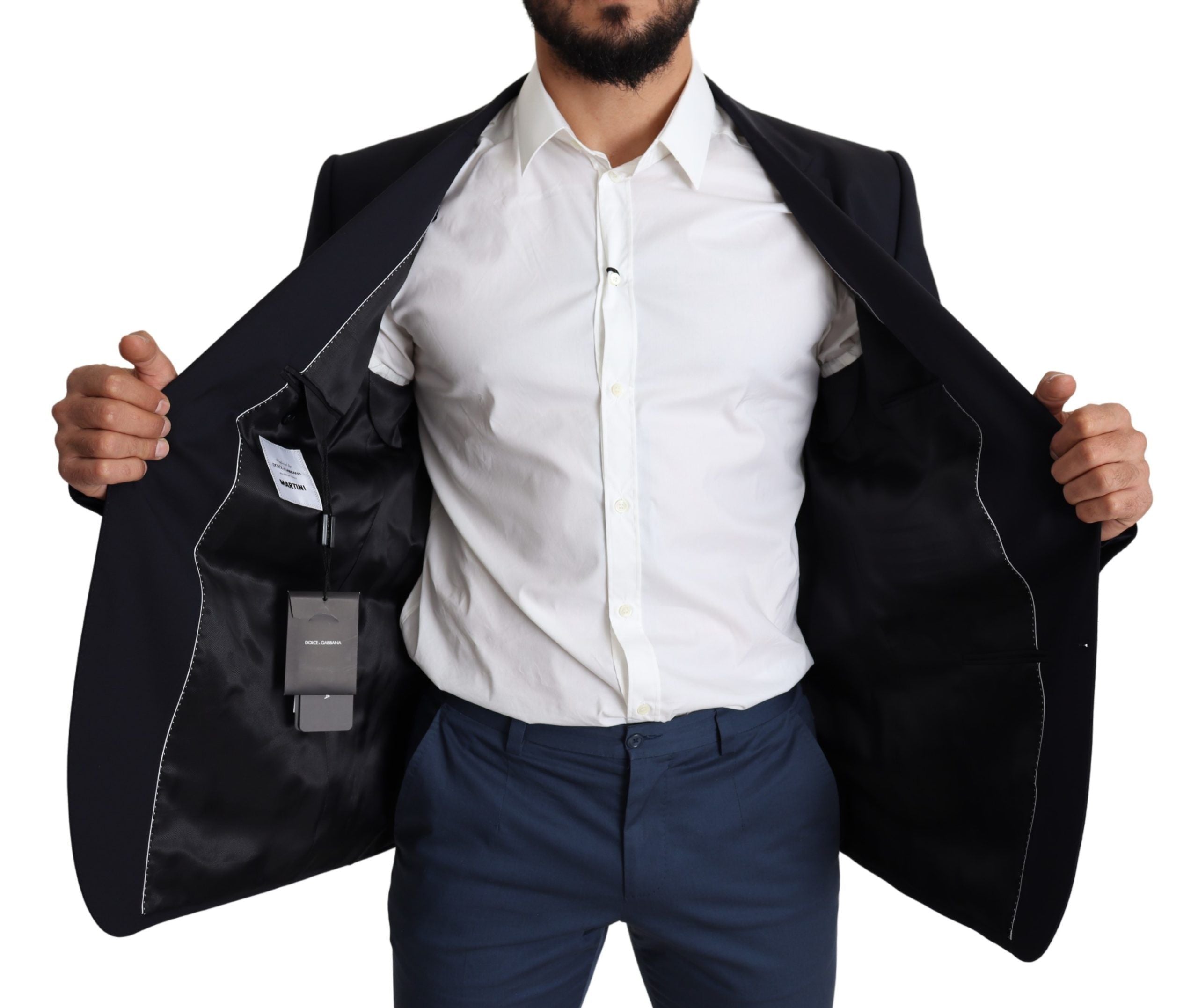 Dolce & Gabbana Schwarzer Herrenmantel aus Wollstretch MARTINI Blazer