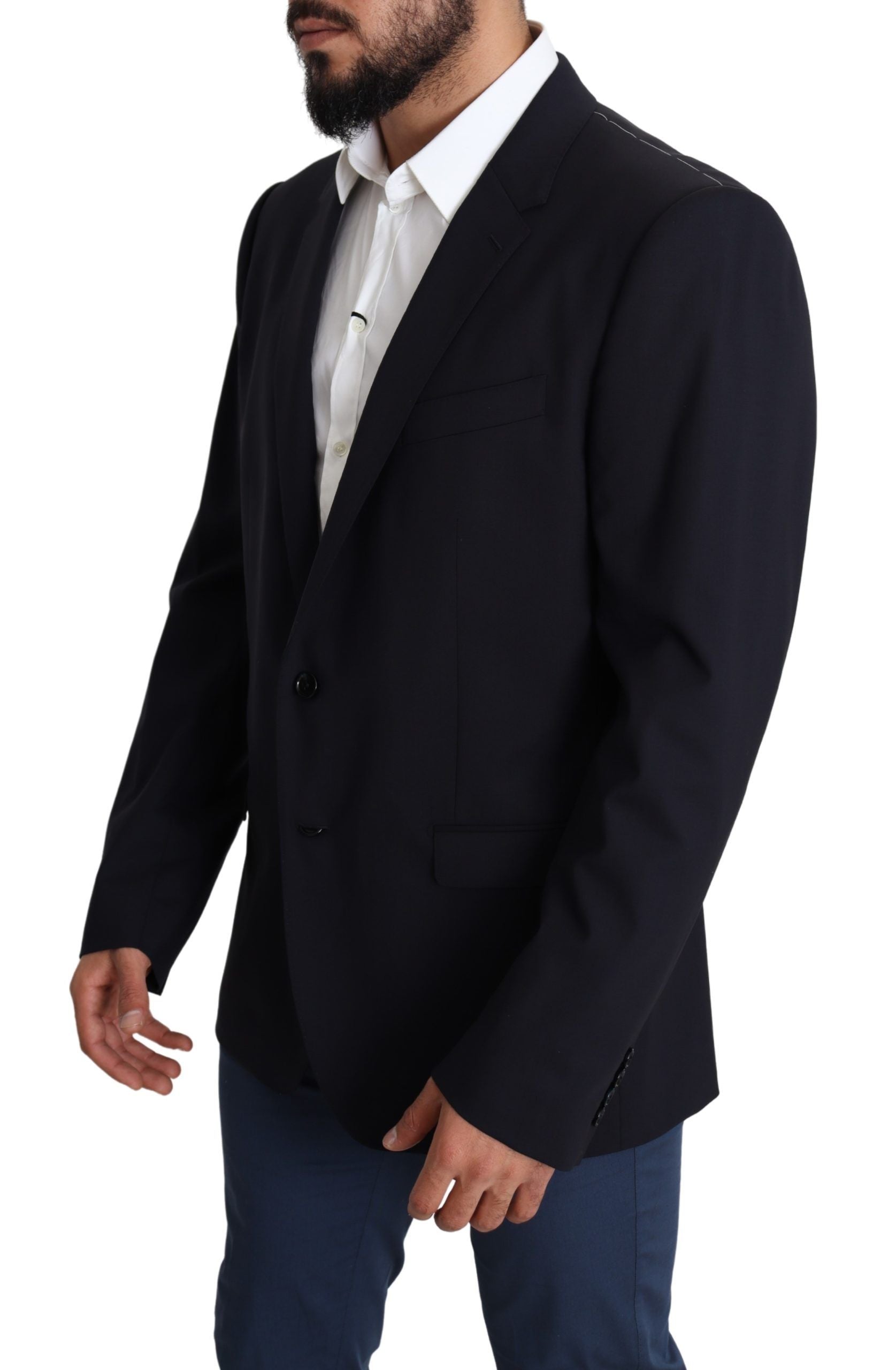 Dolce & Gabbana Schwarzer Herrenmantel aus Wollstretch MARTINI Blazer