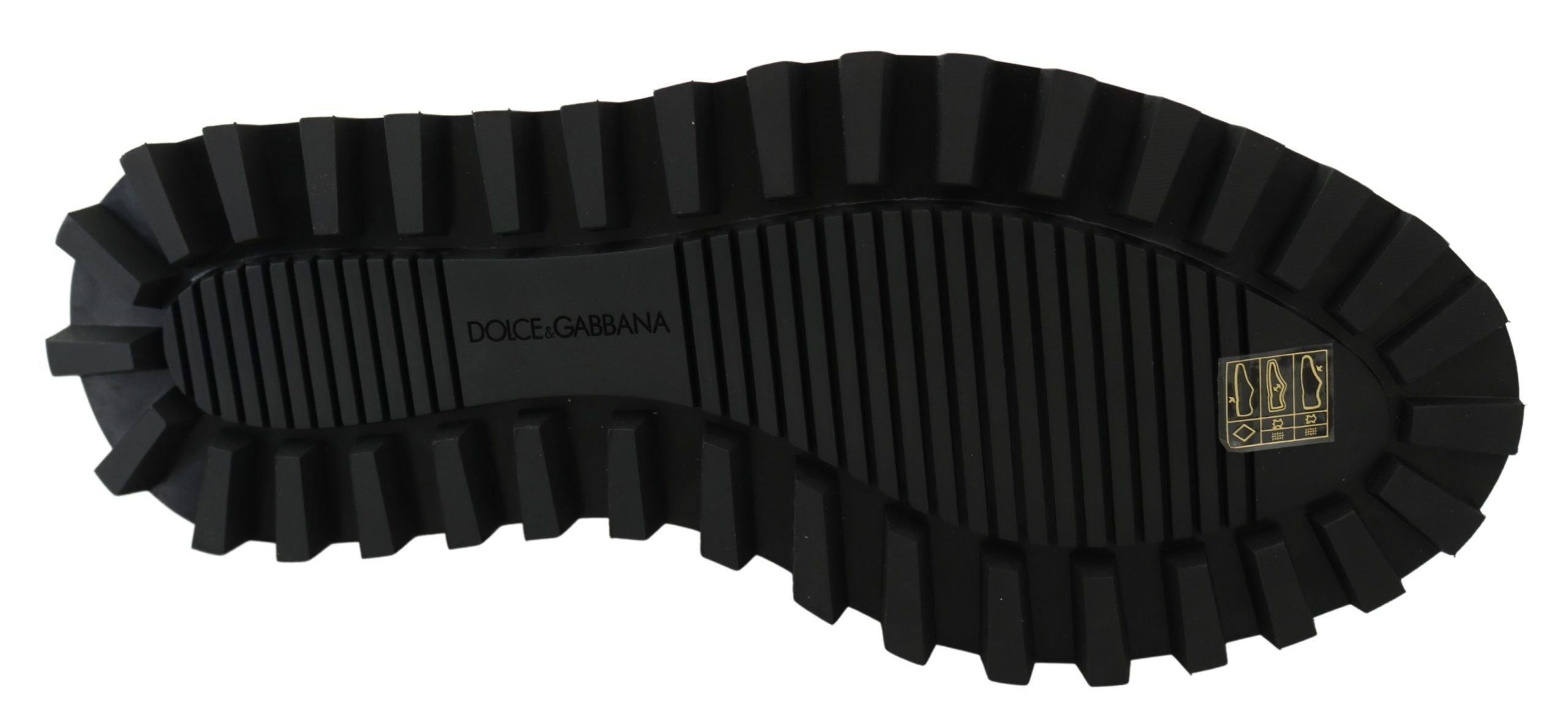 Dolce & Gabbana Schwarze Vulcano Derby Schuhe aus gummiertem Kalbsleder mit klobiger Sohle